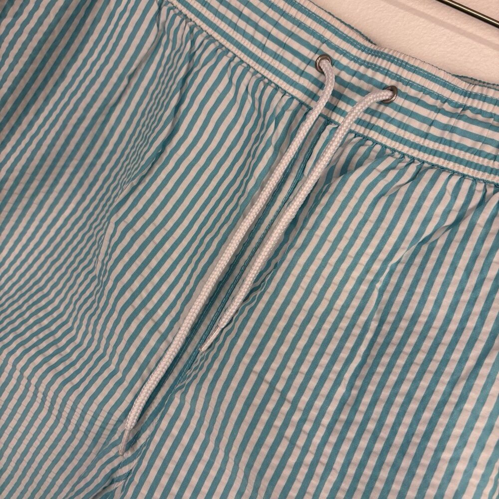 Brooks Brothers 346 Seersucker Swim Shorts Mens XL Seafoam Turquoise Trunks - Picture 2 of 9